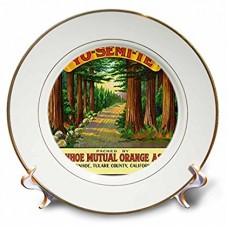 3dRose Yo Semi Te Ivanhoe Orange Association, Citrus Growers Yosemite , Porcelain Plate, 8-inch   555454432